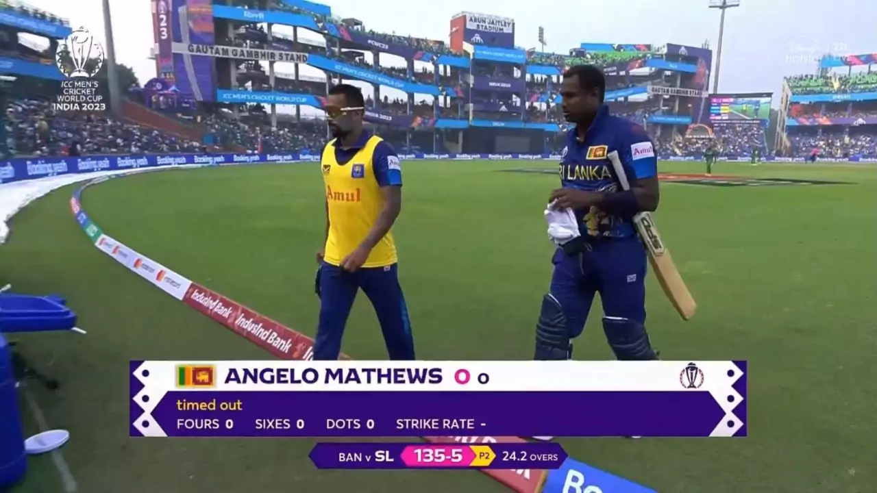 Timed Out Rule angelo mathews make record