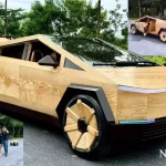 wooden tesla cybertruck